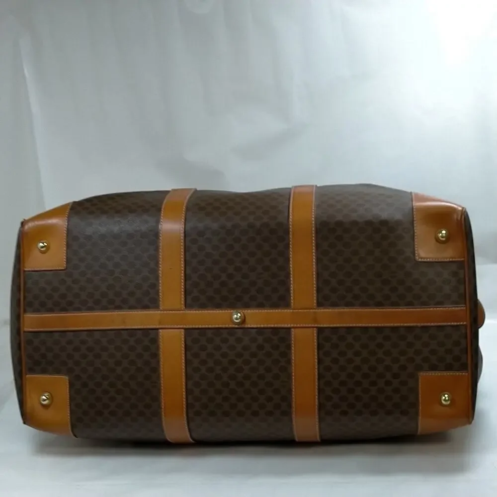 Celine Vintage Macadam Canvas Boston Travel Bag Brown